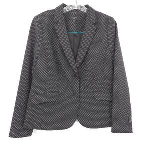 Talbots wool blend polka dot knit blazer jacket Size 10p black long sleeve